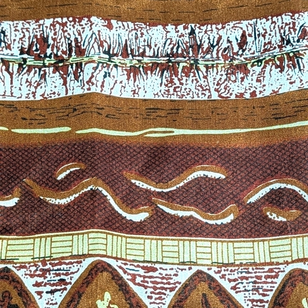 NWOT 100% Silk Abstract Print - Burnt Orange,Brown,Yellow Wide Oblong Scarf - Picture 8 of 15